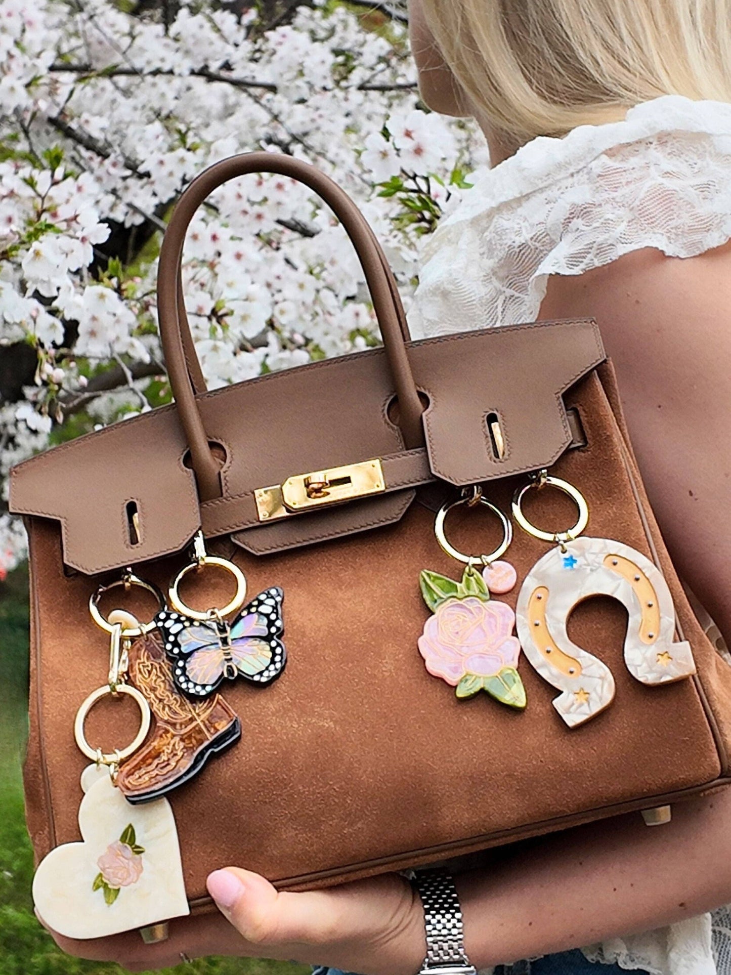 Hand-painted Lucky Horseshoe Bag Charm & Keychain