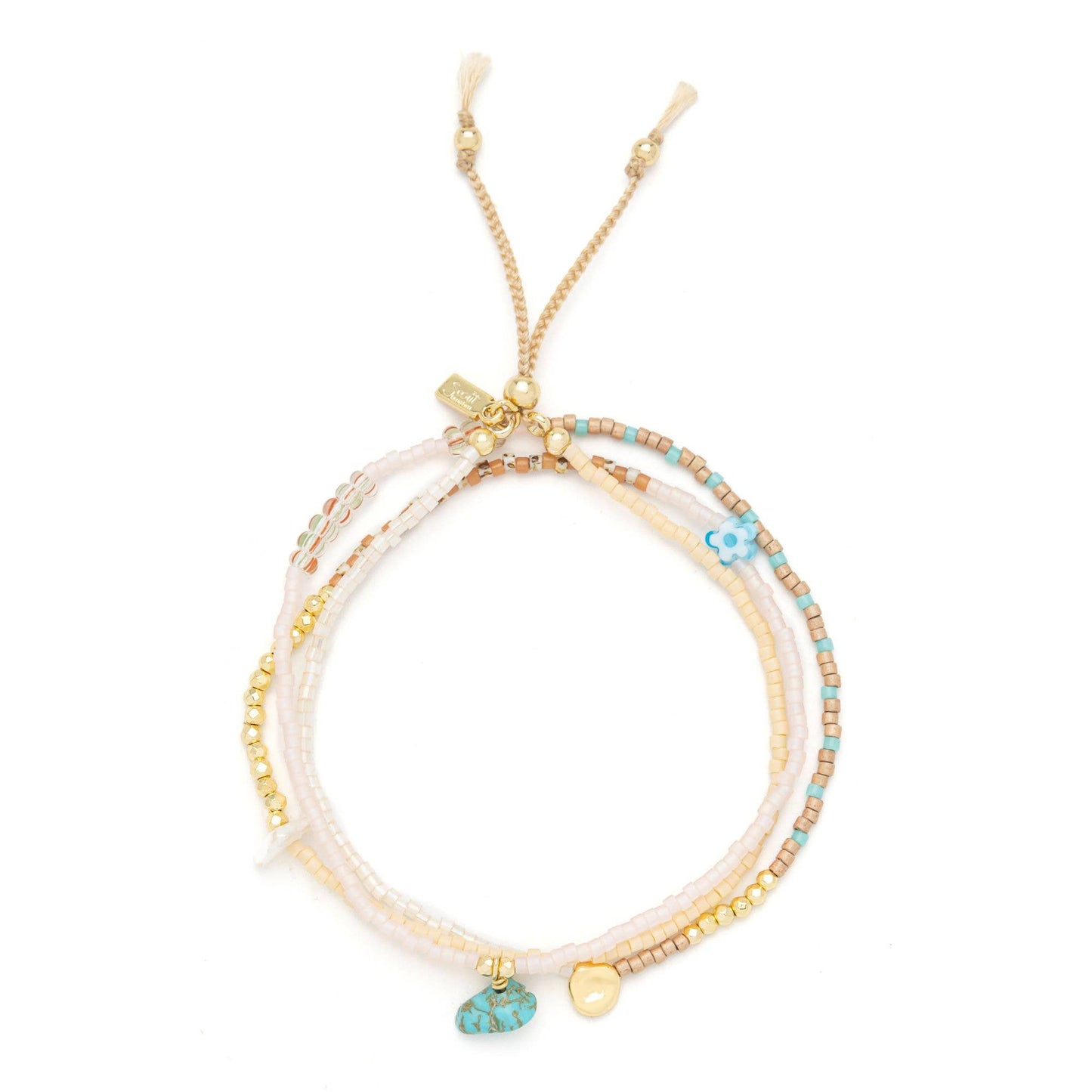 Mixed Media Wrap Bracelet/Necklace - Tranquility/Turquoise/Gold