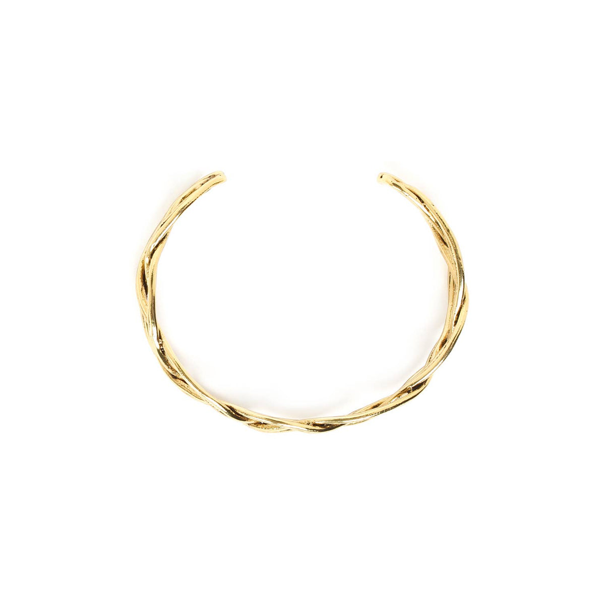 Handmade Braided Cuff Bracelet - Gold open cuff bracelet with a twisted, braided design.