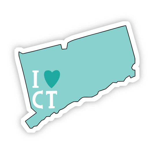 I Love Connecticut Teal Sticker