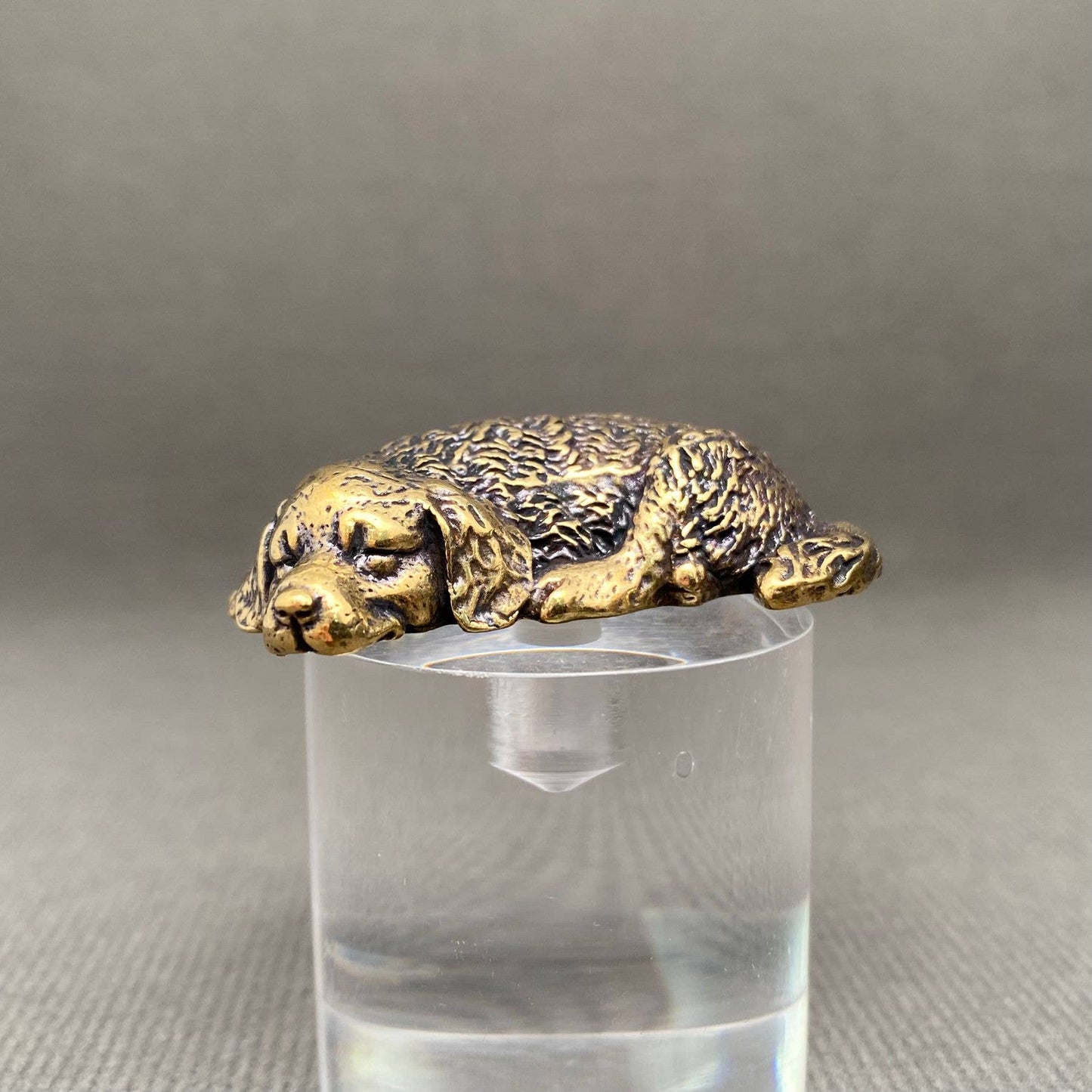 Golden Retriever Brass Figurine Desktop Decor