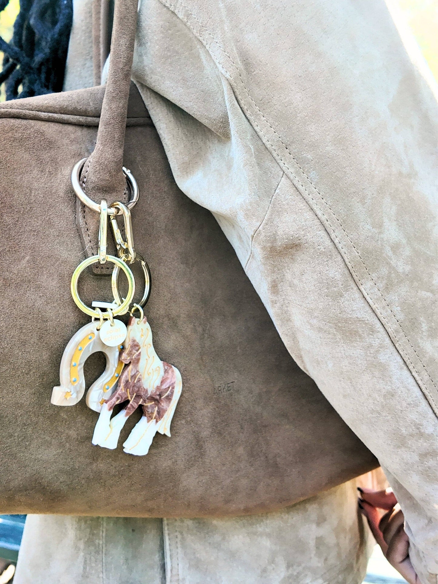 Hand-painted Lucky Horseshoe Bag Charm & Keychain