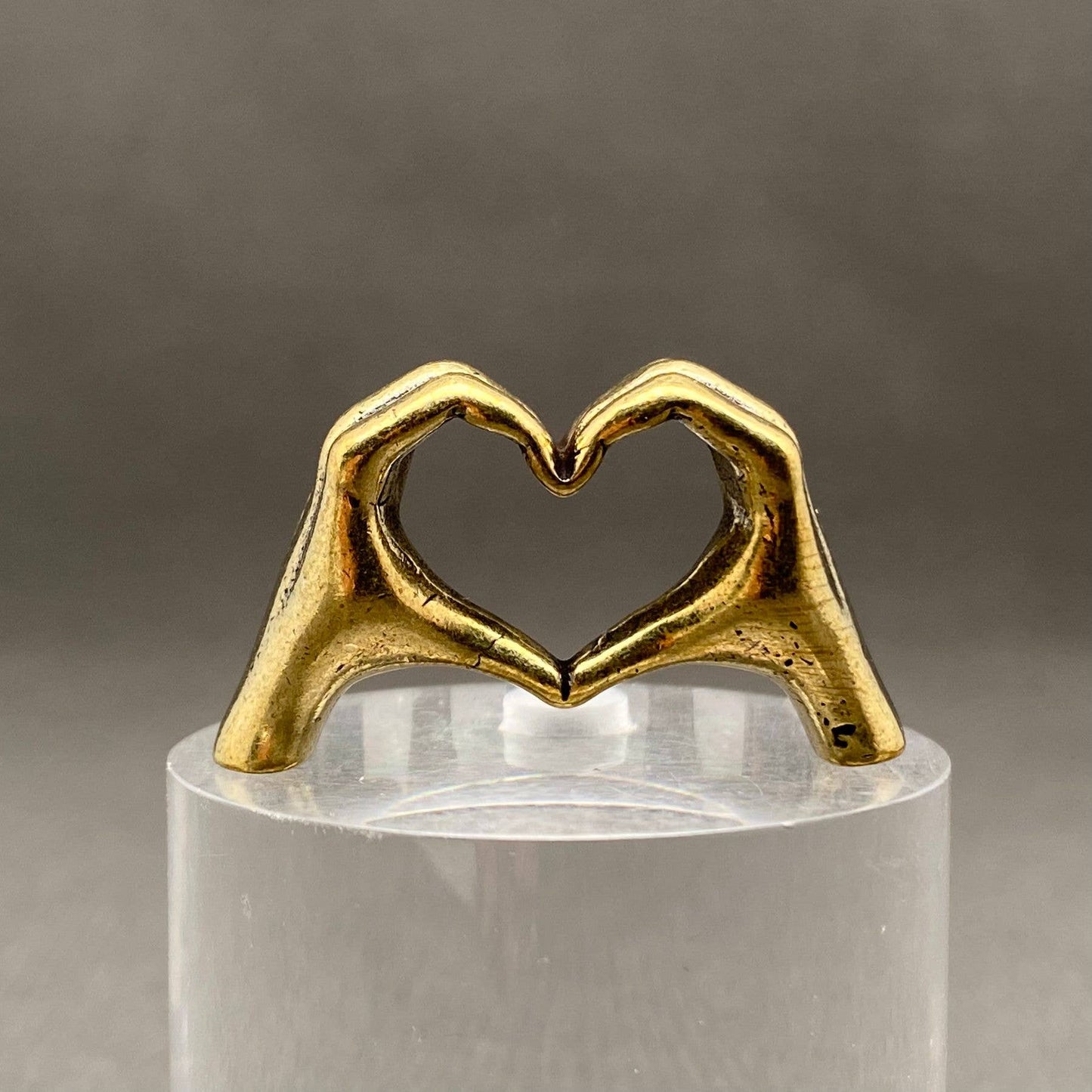 Heart Hands Gesture Mini Brass Sculpture