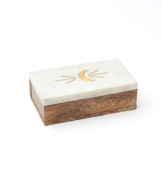 Crescent Moon Mango wood/Marble box