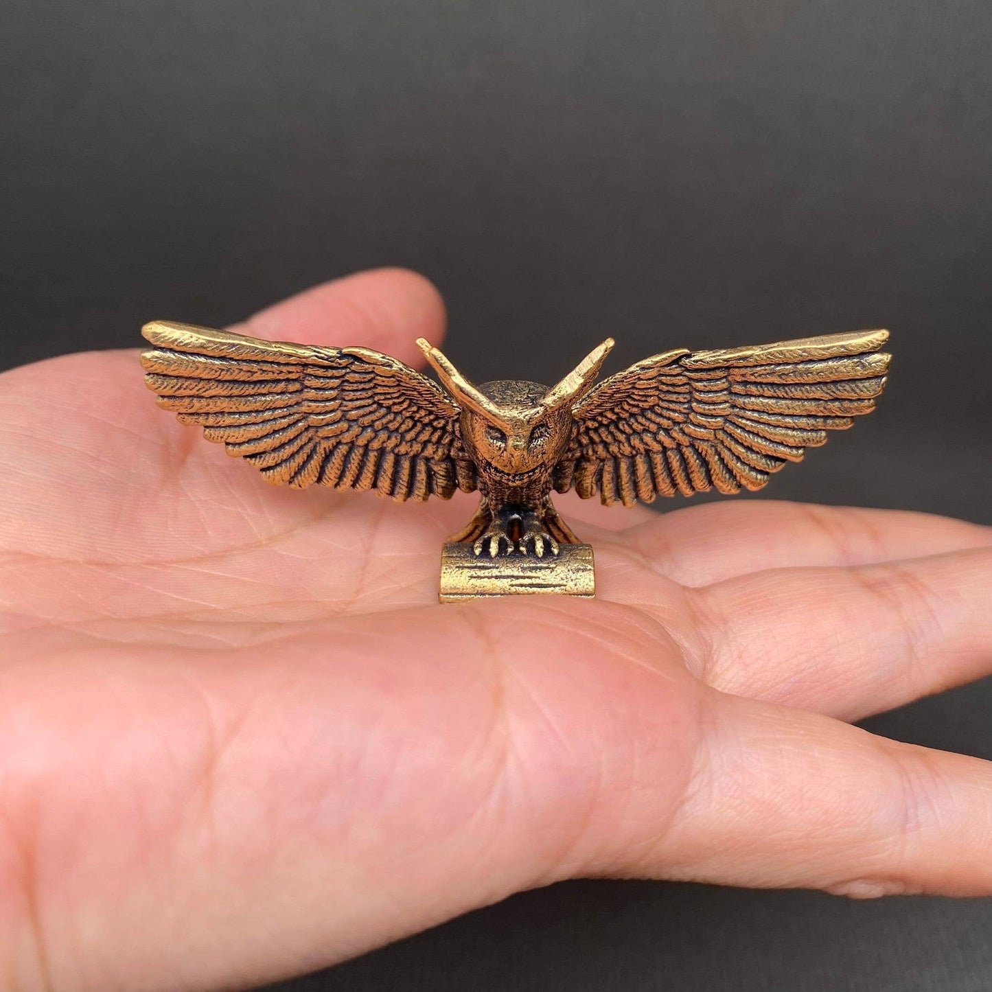 Owl Brass Mini Figurine - Desktop Ornament/Decor