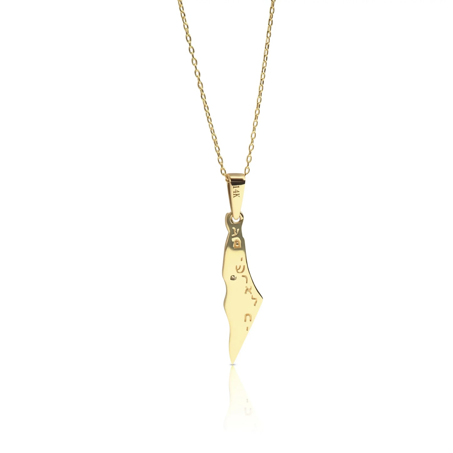 Solid Gold Israel Map Necklace with Diamond