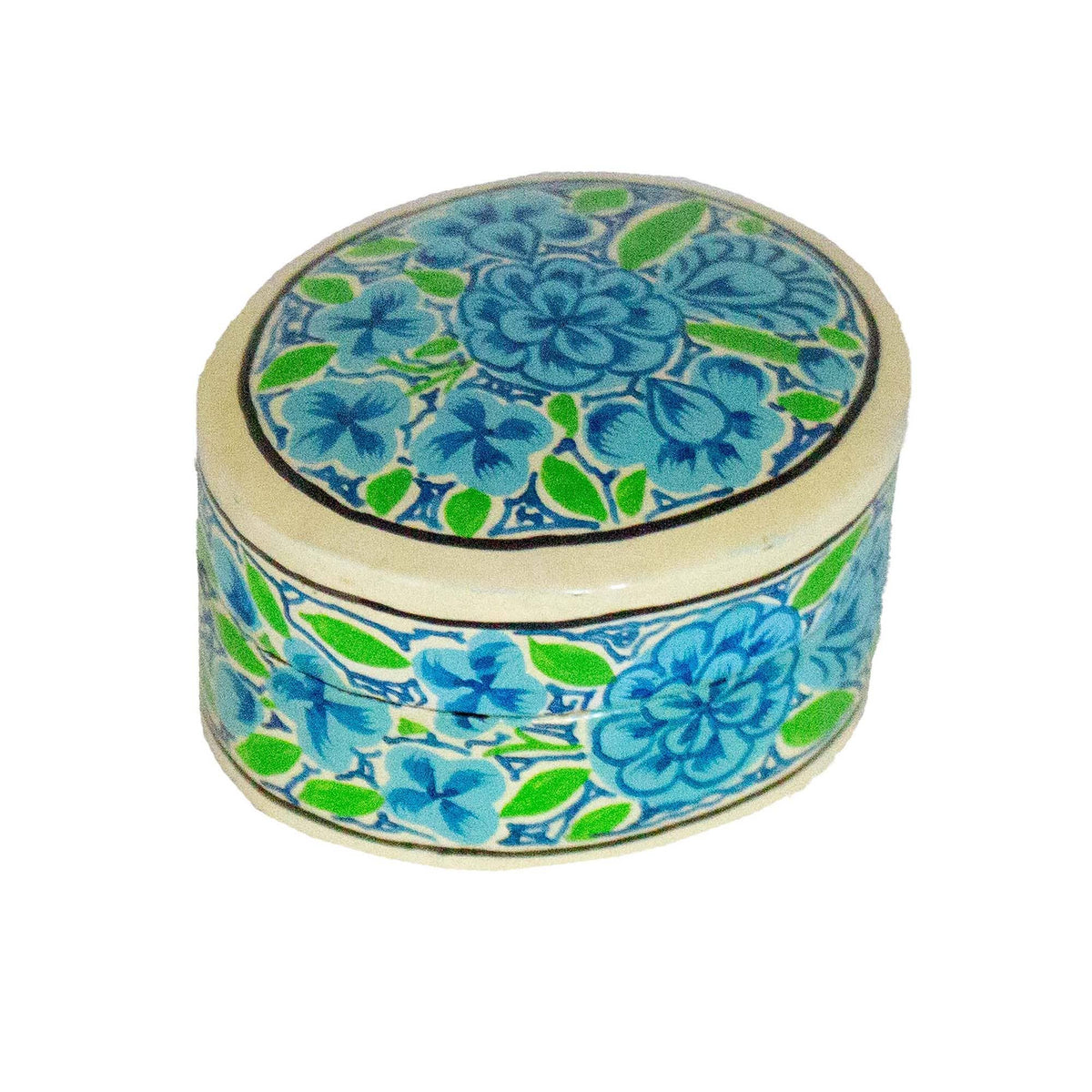 Handpainted Kashmiri Box - Blue Flowers