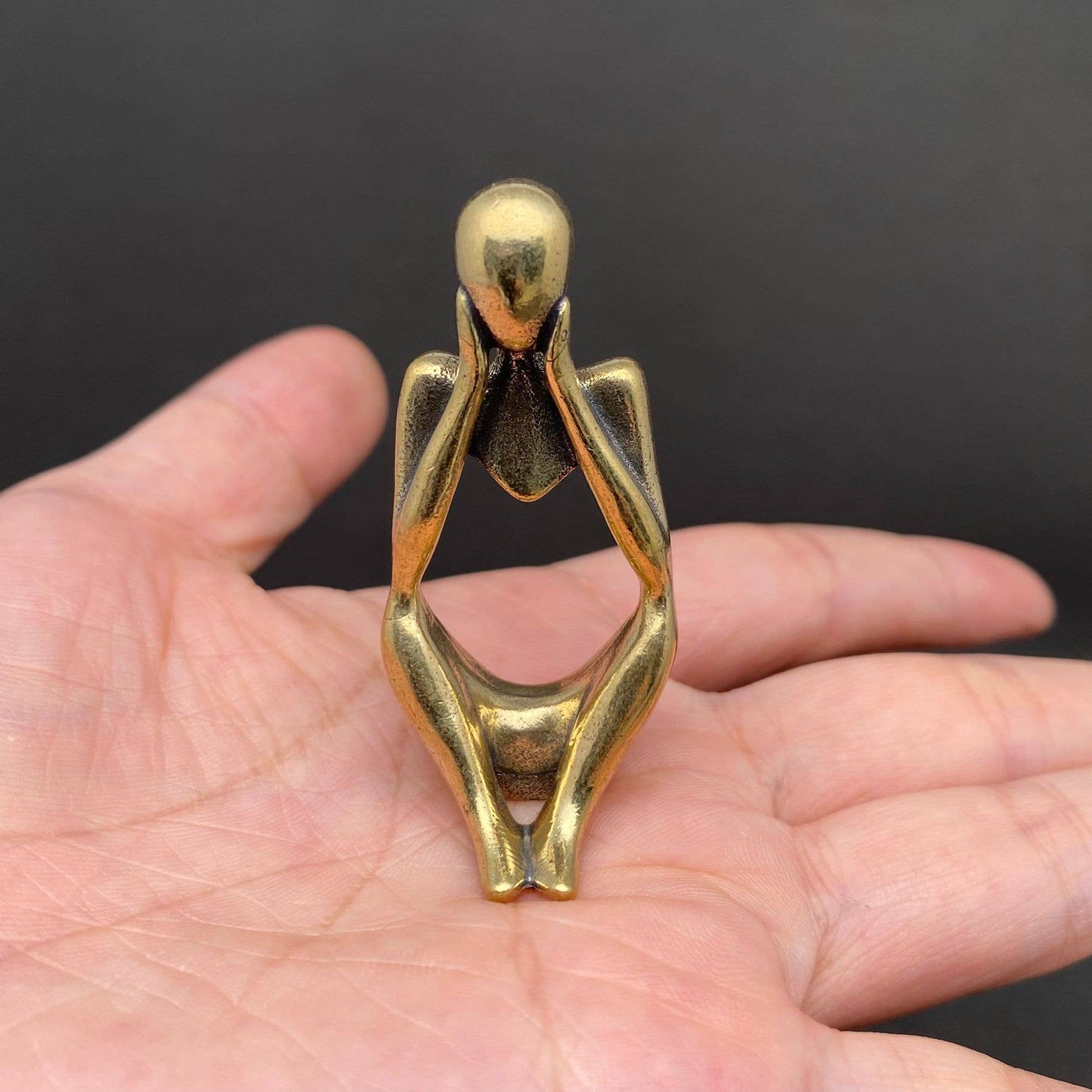 Brass Abstract Desktop Ornament/Decor - 'Pondering Person'