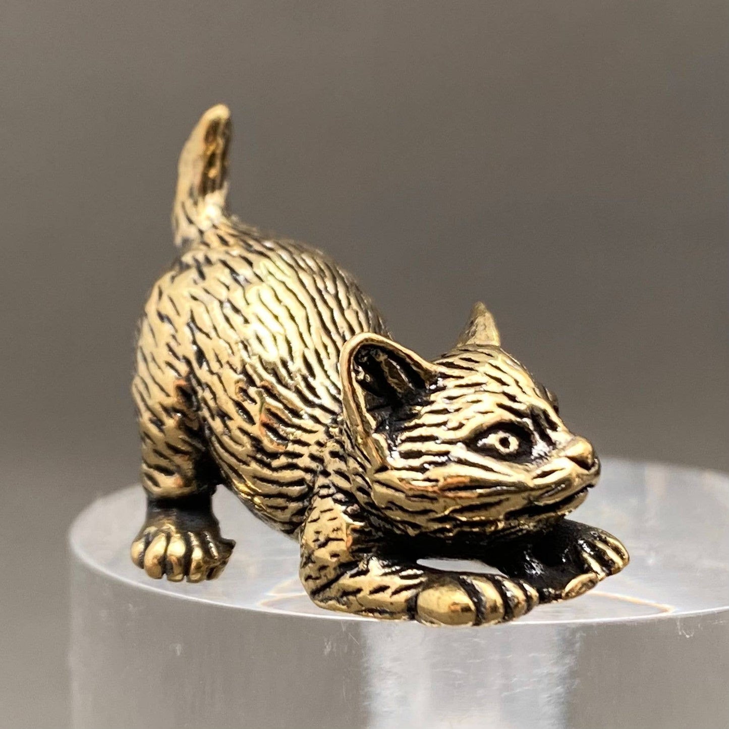 Kitten Brass Mini Figurine - Desktop Ornament/Decor