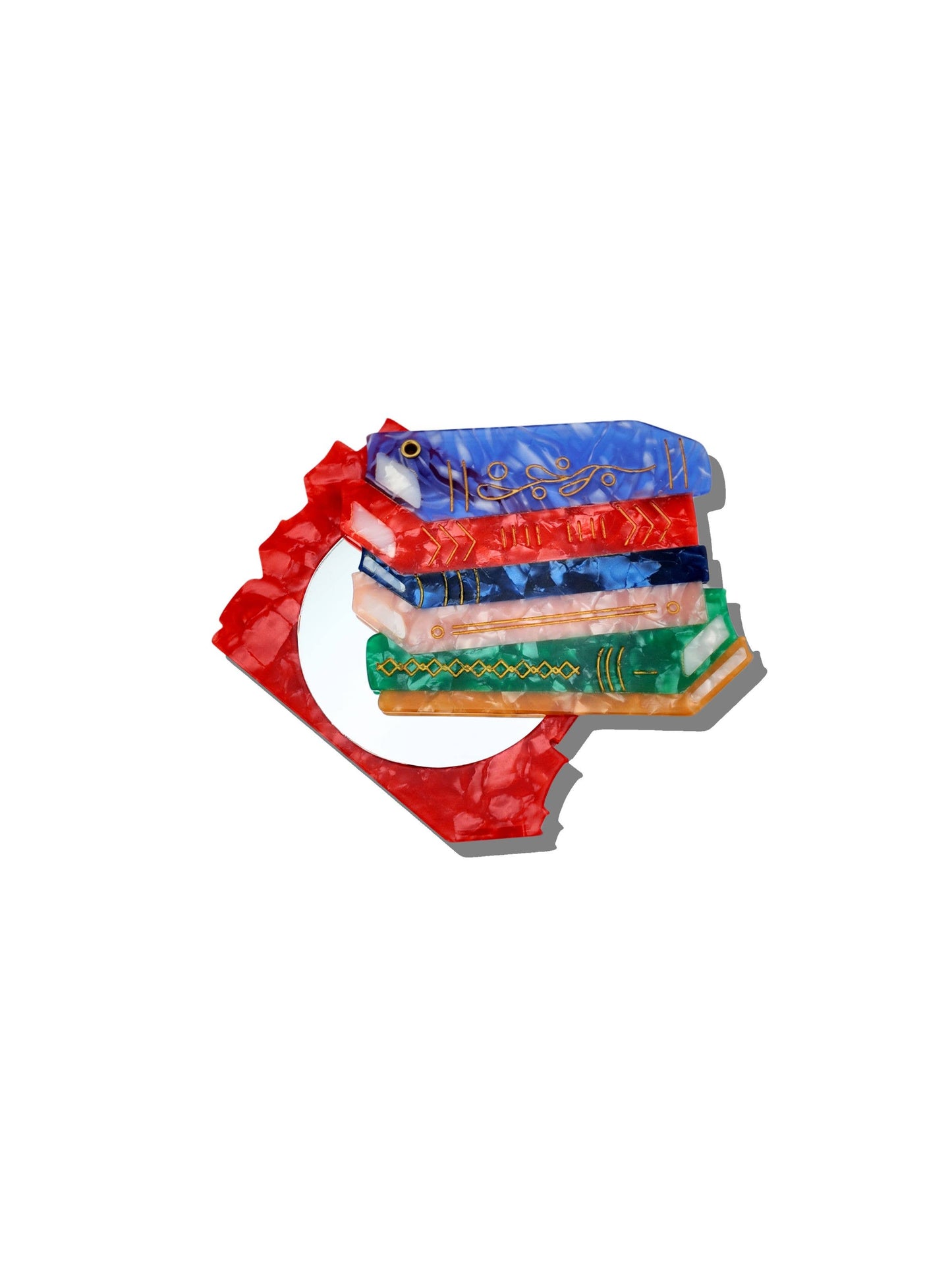 Hand-painted Book Stack Compact Mirror