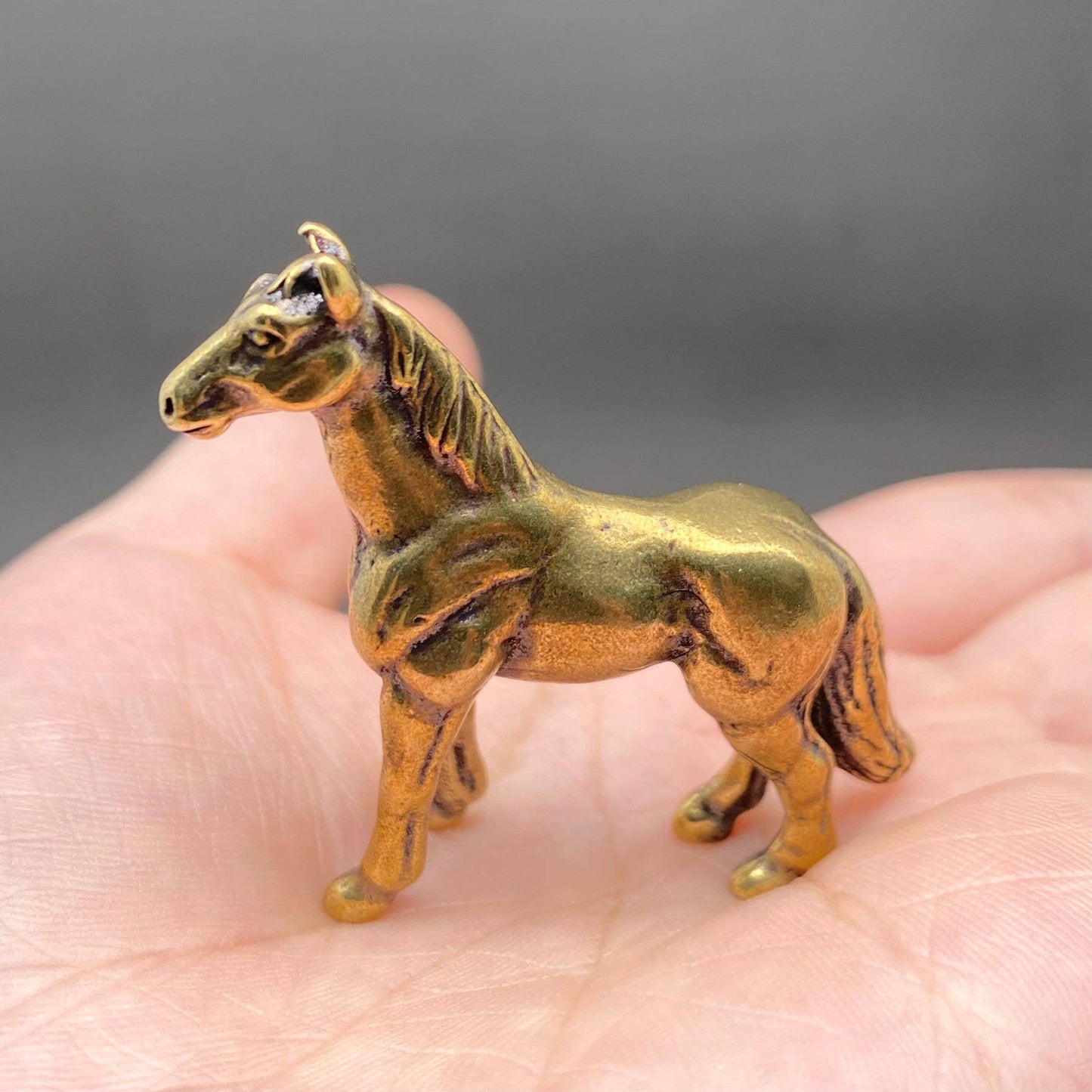 Warhorse Brass Mini Figurine -  Ornament/Desktop Decor