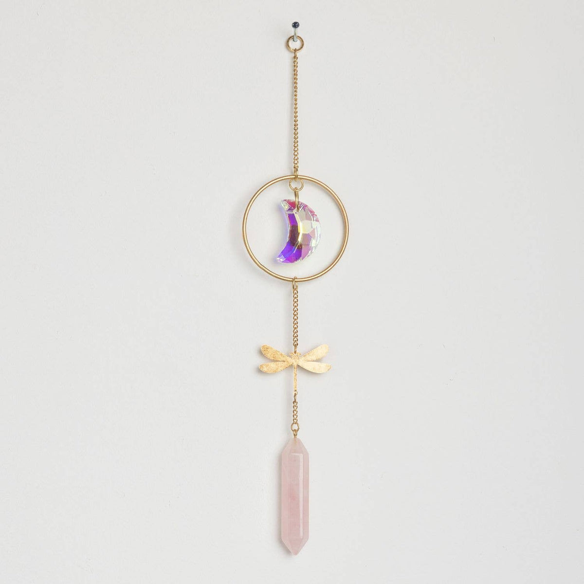 Stone Suncatcher - Dragonfly/Rose Quartz