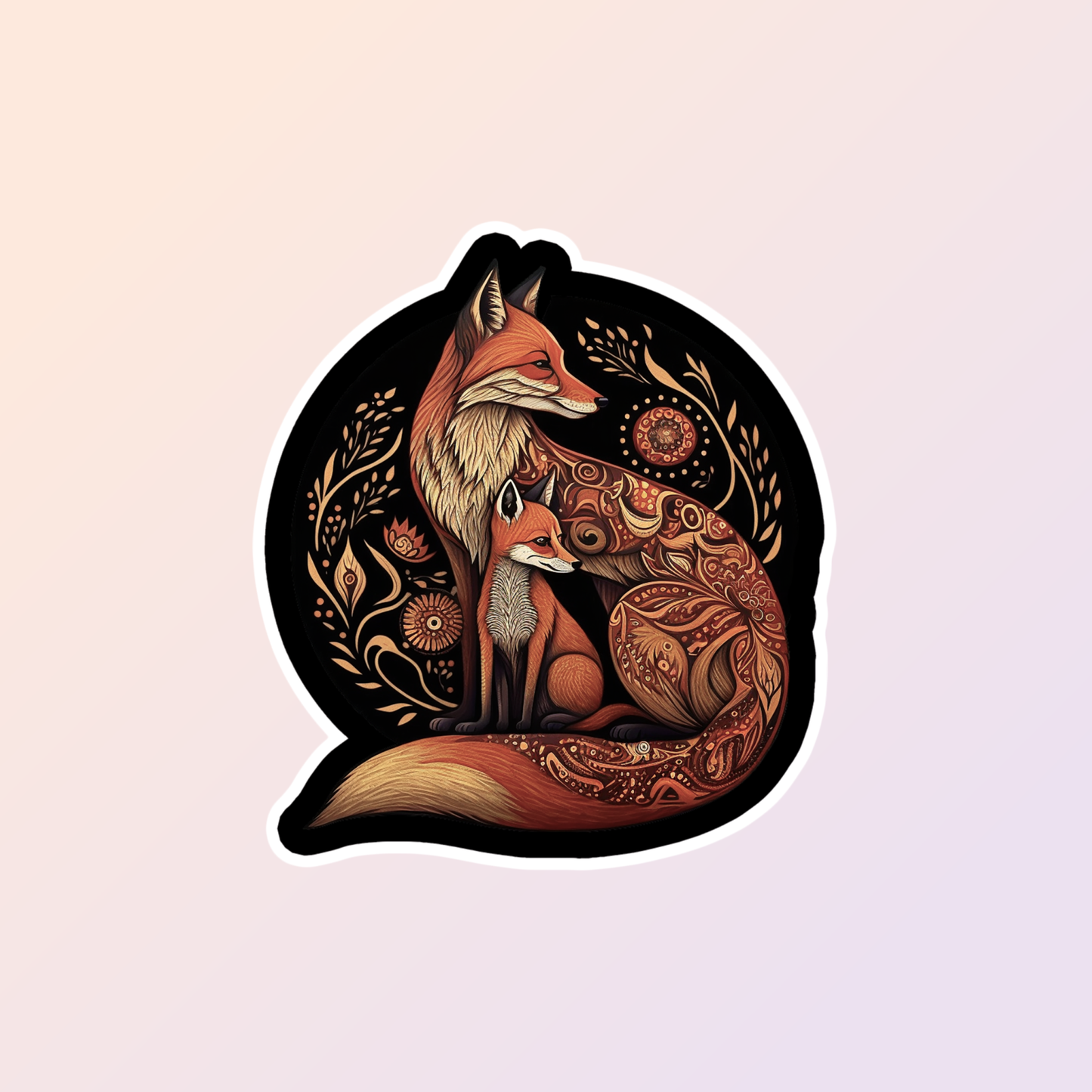 Baby And Mama Fox Sticker