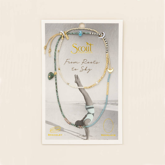 Mixed Media Wrap Bracelet/Necklace - Transformation/African Turquoise