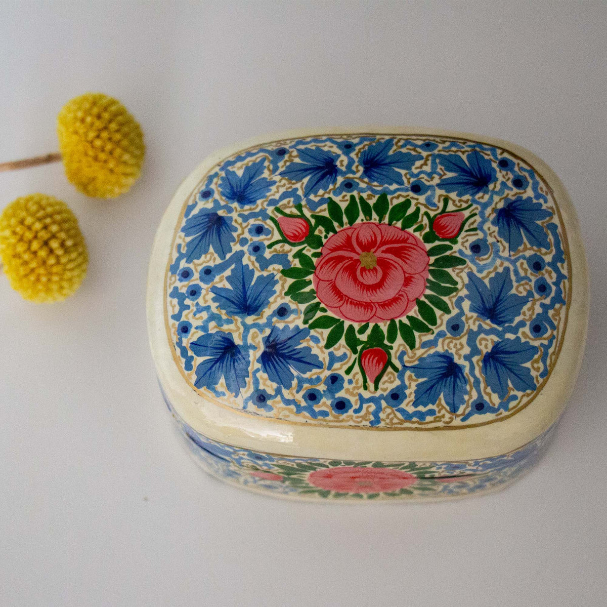 Handpainted Kashmiri Box - Peony
