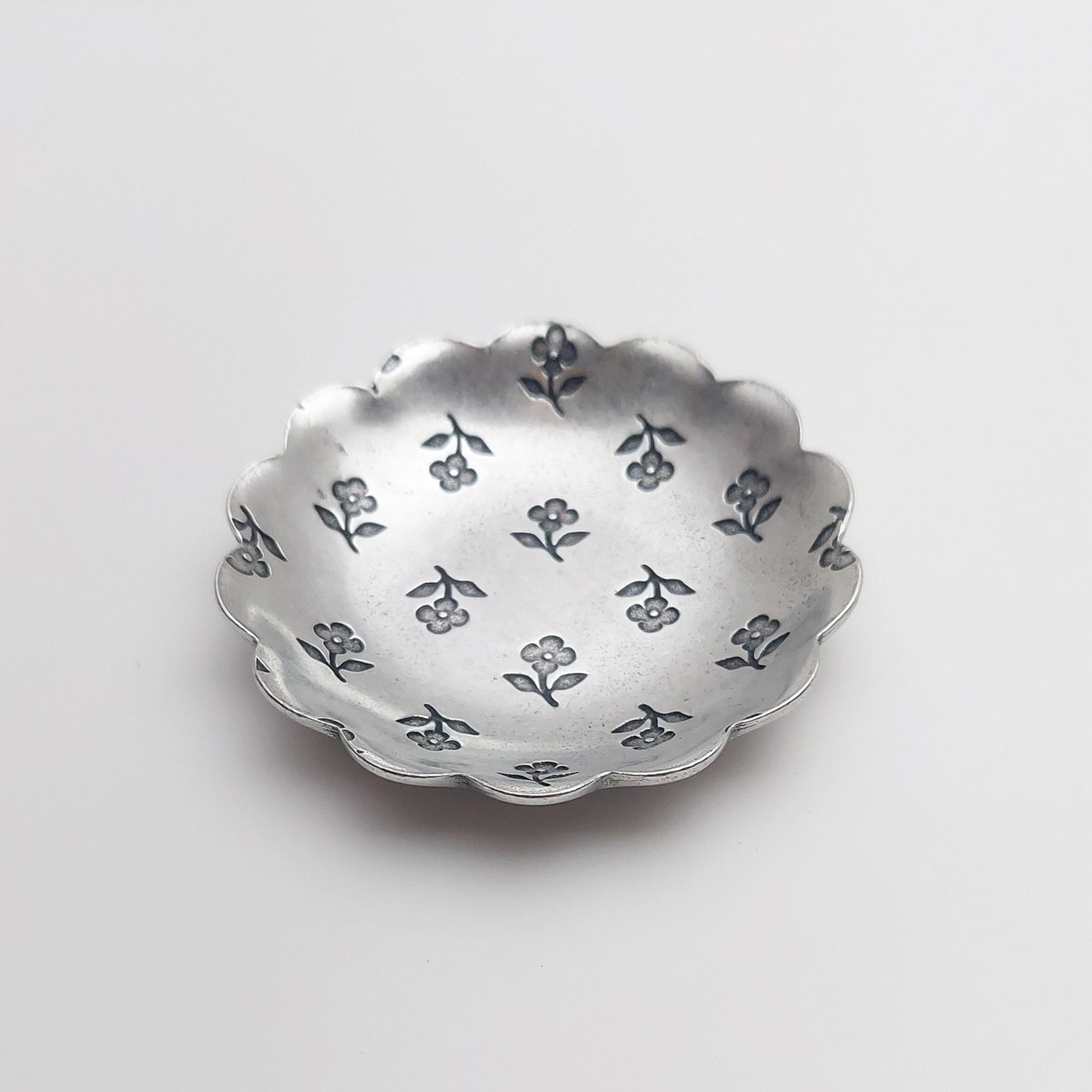 Petite Pewter Flower Ring Dish