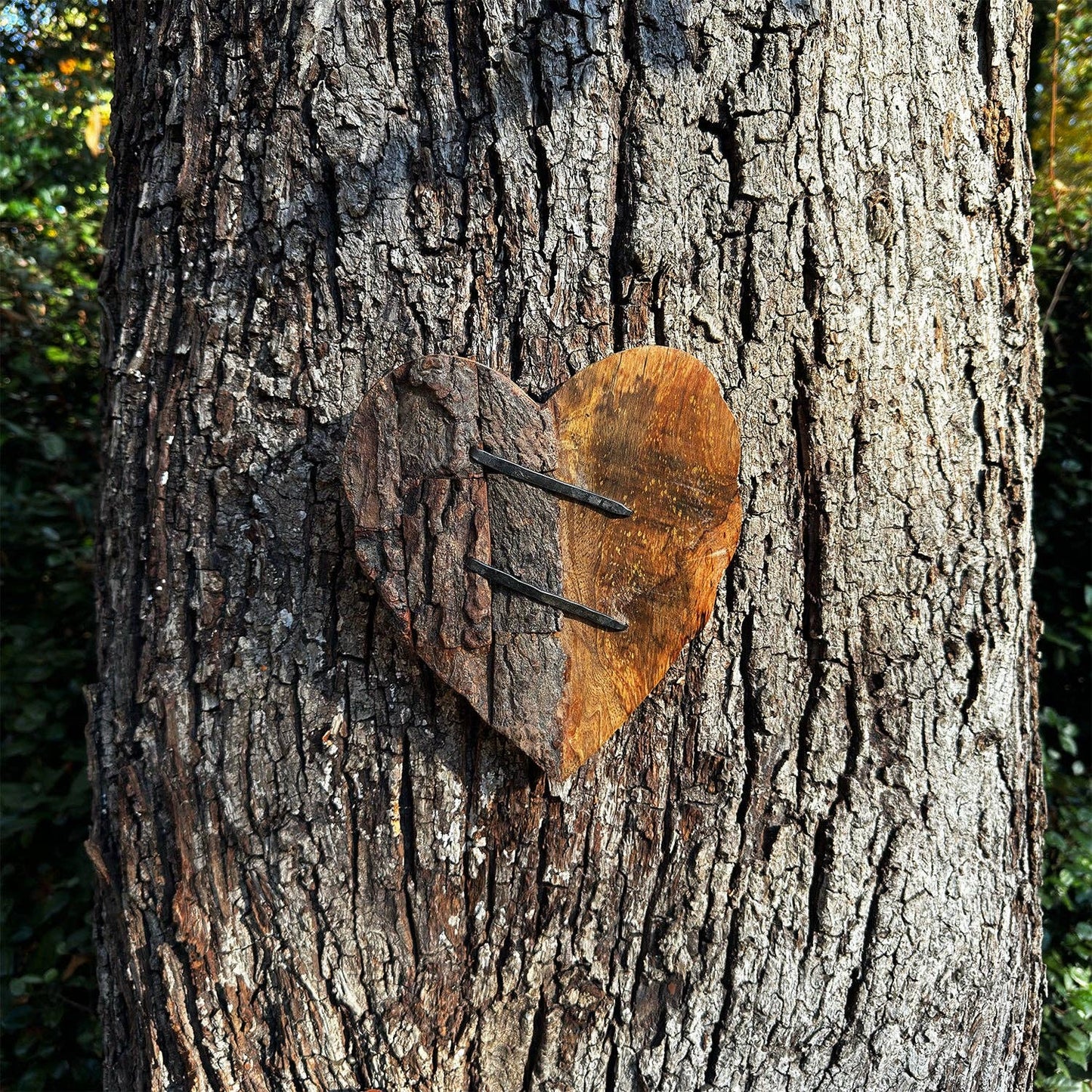 Carved Rustic Wood 'Mended' Heart