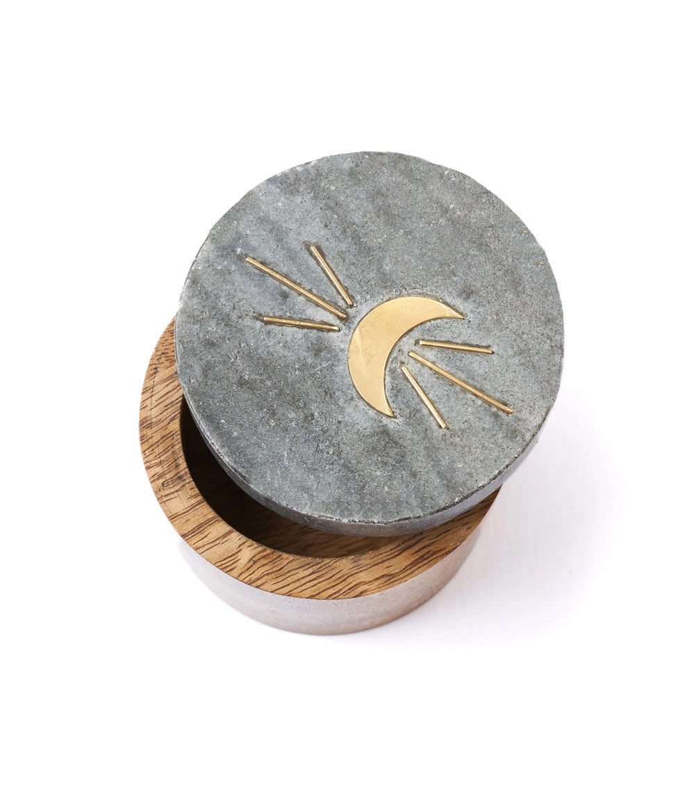 Crescent Moon Black Marble Box Sm