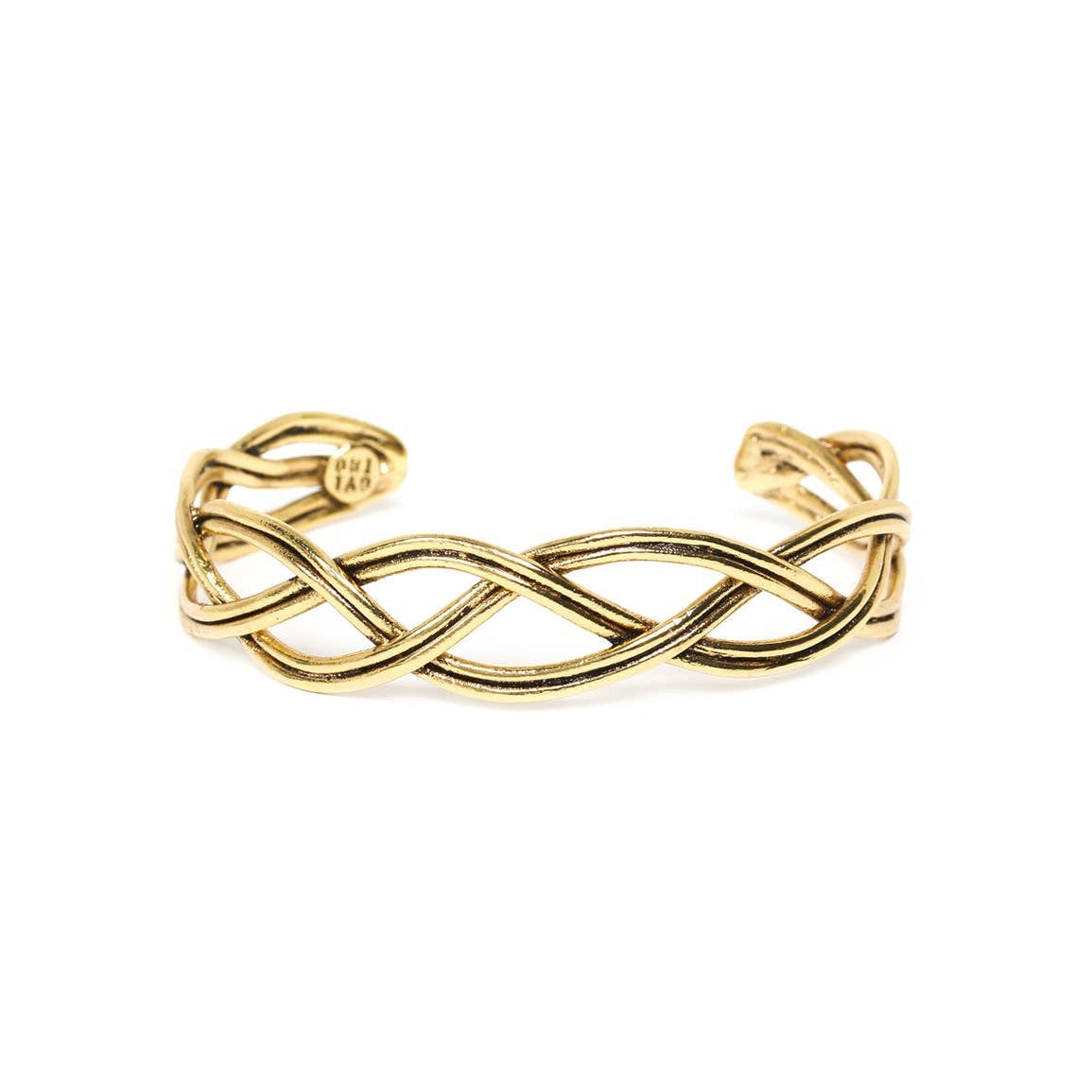 Gold Braided Cuff Bracelet - Gold open-ended cuff featuring a woven, braided design.
