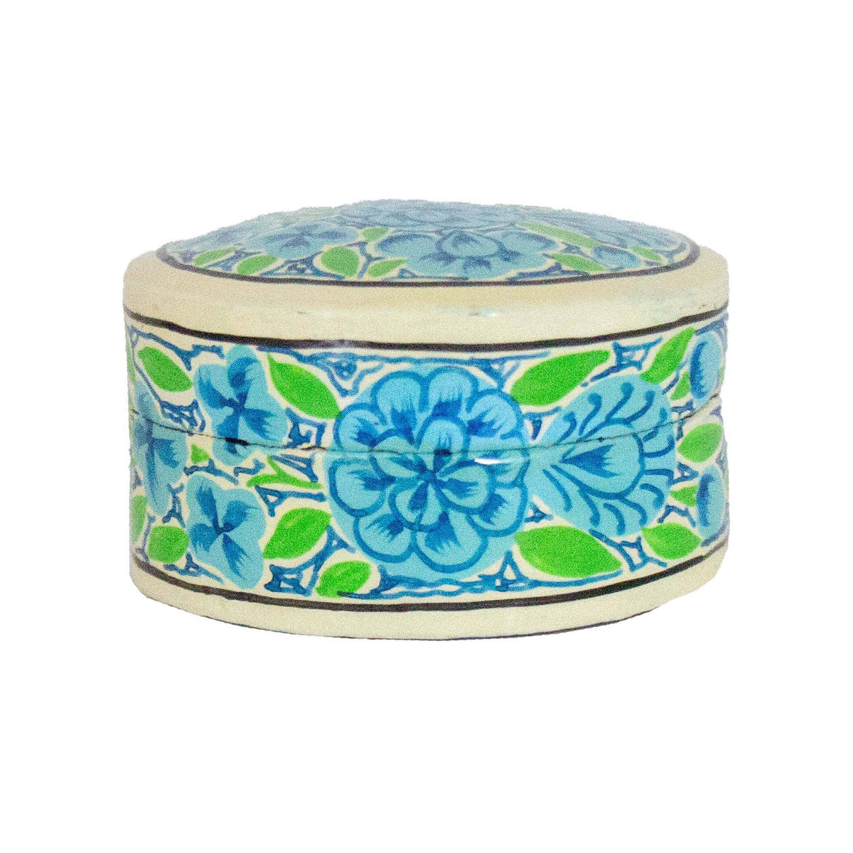 Handpainted Kashmiri Box - Blue Flowers