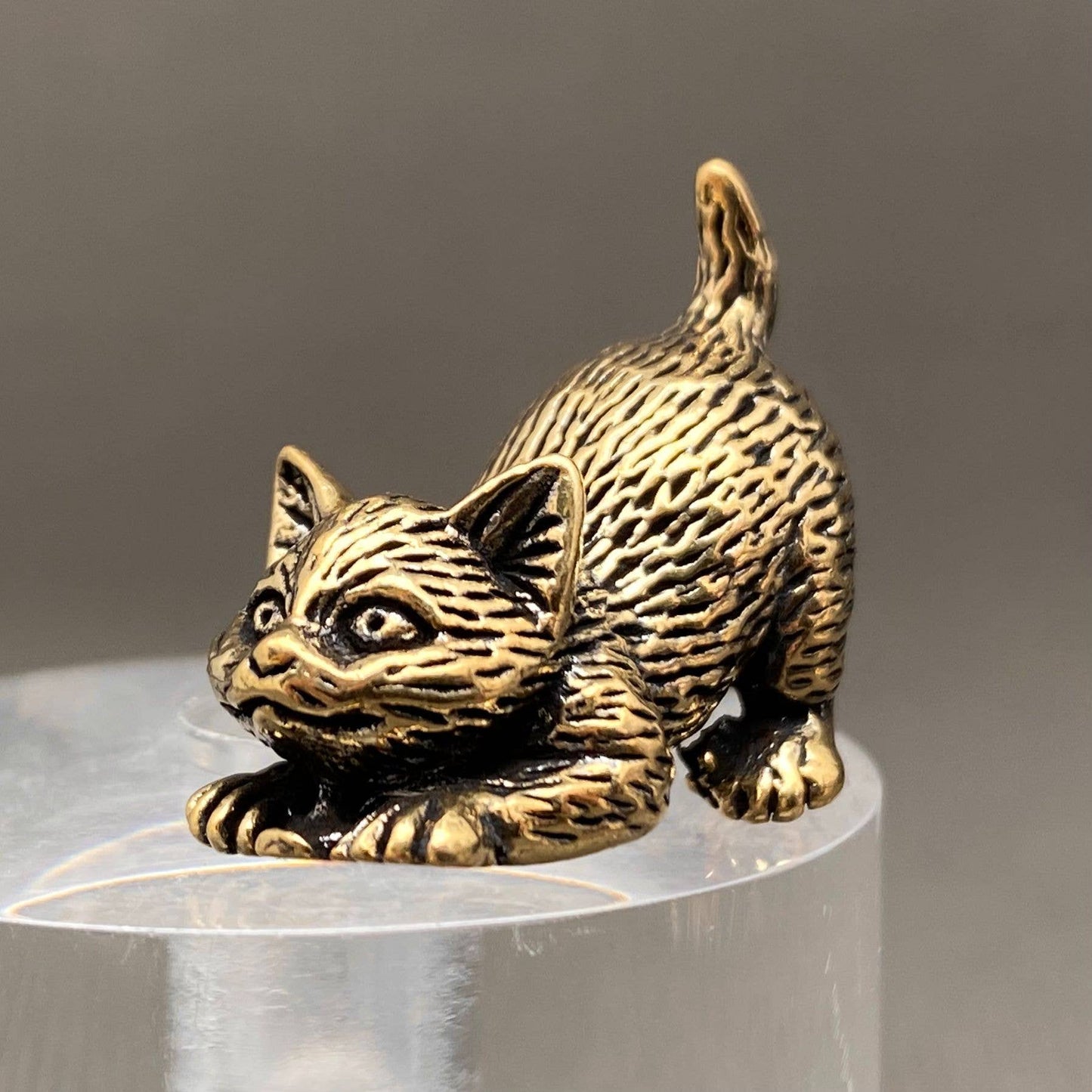 Kitten Brass Mini Figurine - Desktop Ornament/Decor