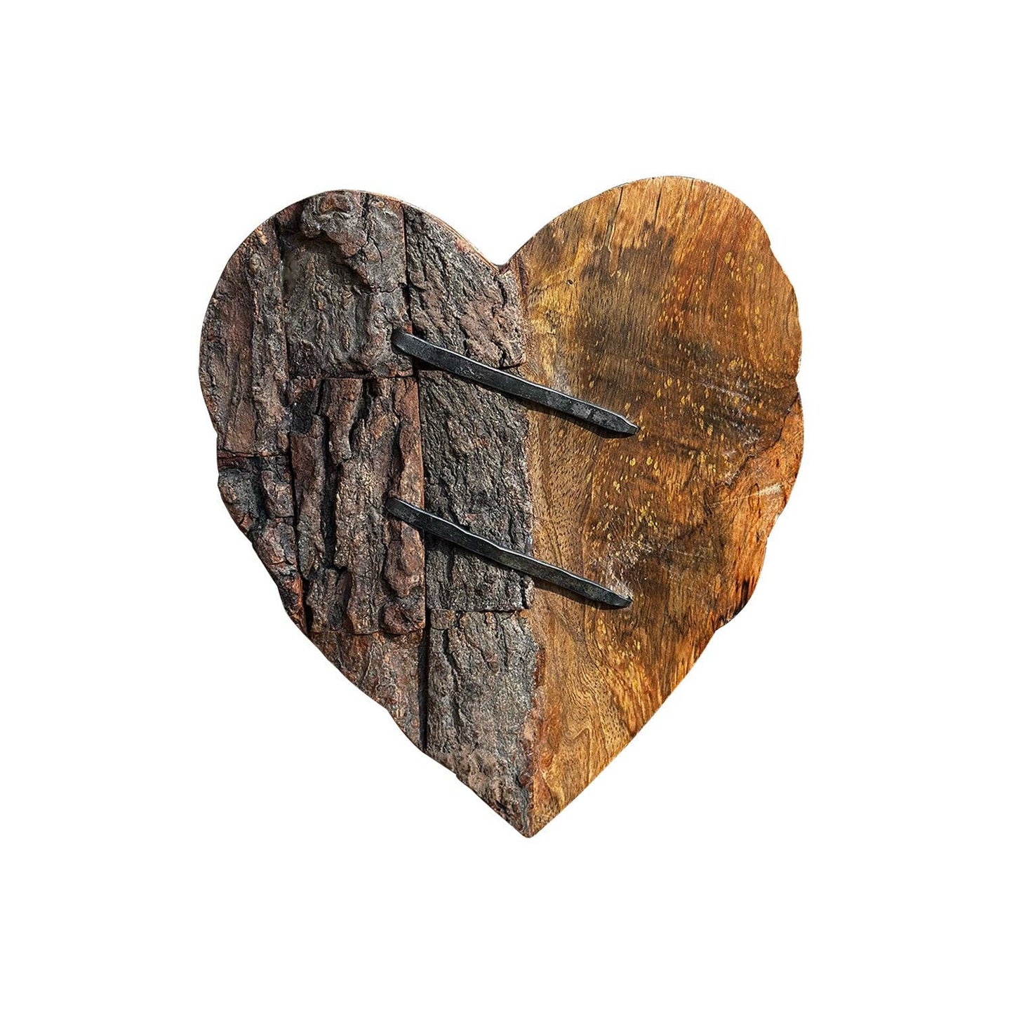 Carved Rustic Wood 'Mended' Heart