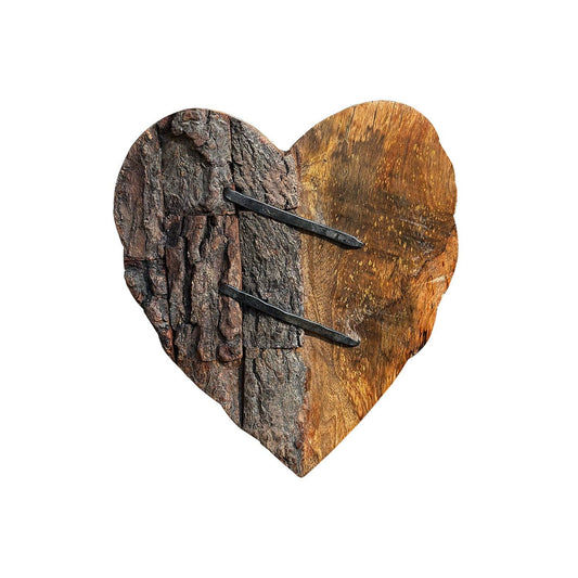 Carved Rustic Wood 'Mended' Heart