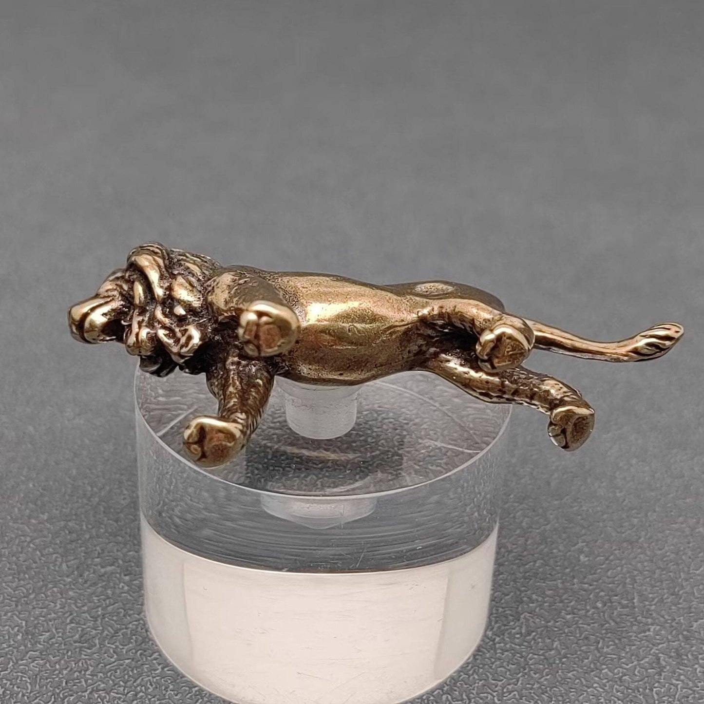 Lion Brass Mini Figurine - Desktop Ornament/Decor