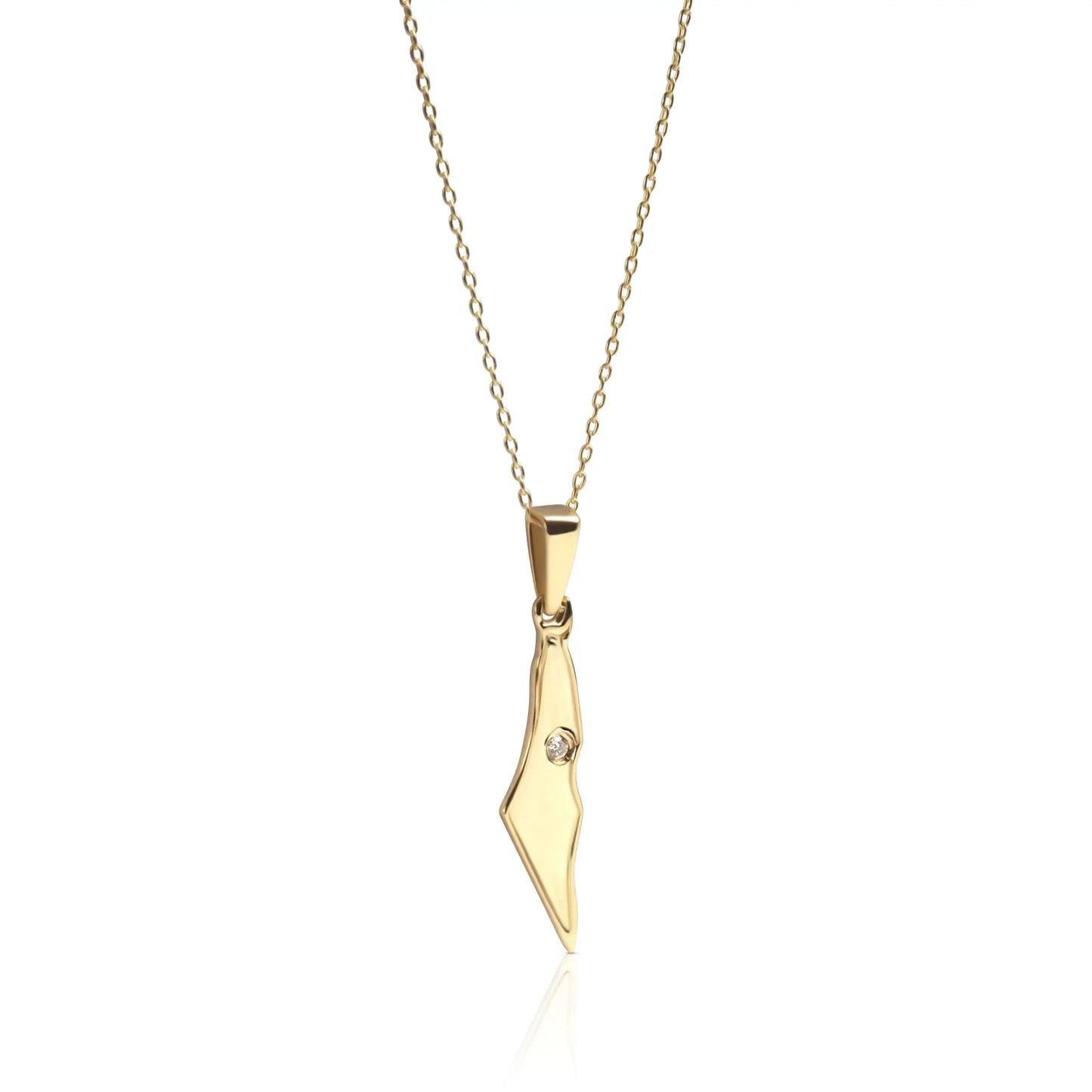 Solid Gold Israel Map Necklace with Diamond