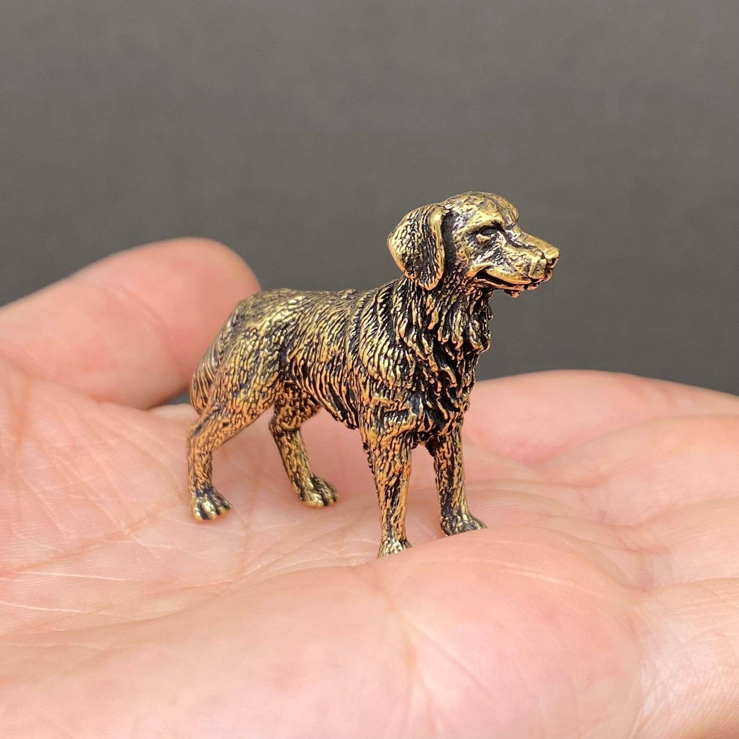 Dog Brass Mini Figurine - Desktop Ornament/Decor