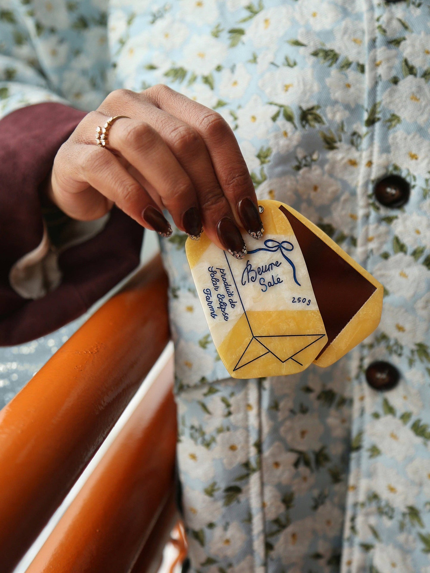 Hand-painted French Butter Compact Mirror