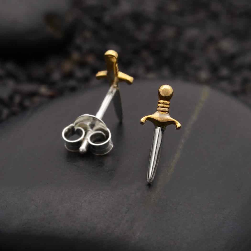 Mixed Metal Dagger Post Earrings