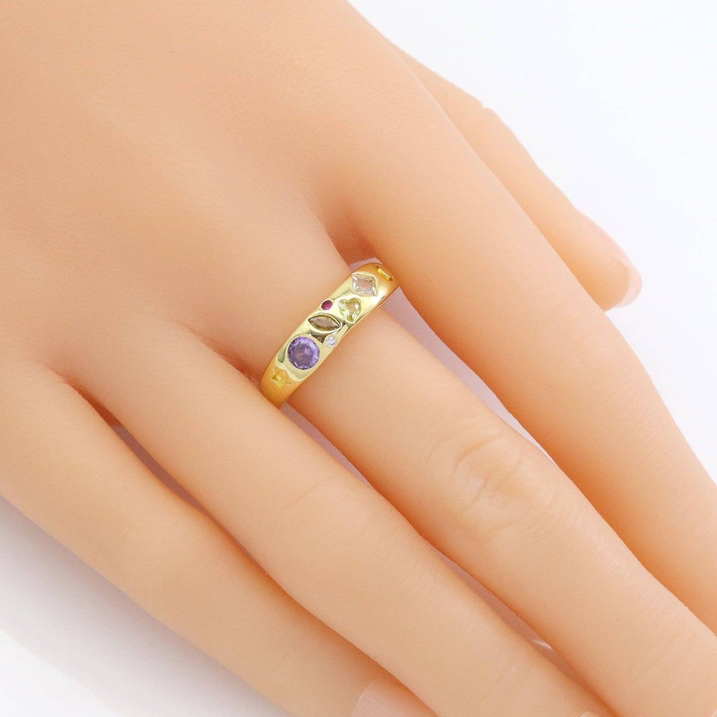 Colorful CZ Shapes Adjustable Ring - GF