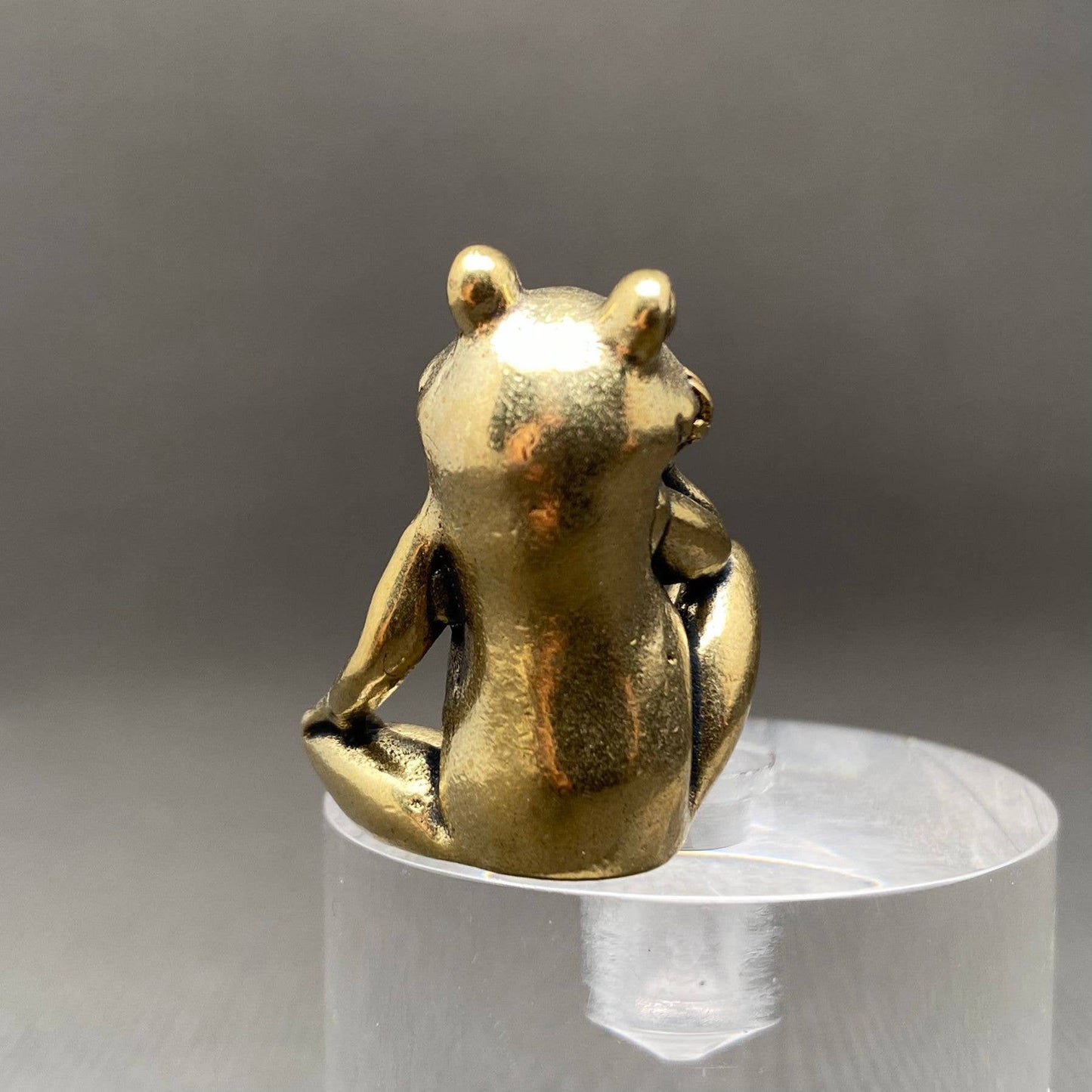 Brass Thinking Frog Mini Figurine - Desktop Ornament/Decor