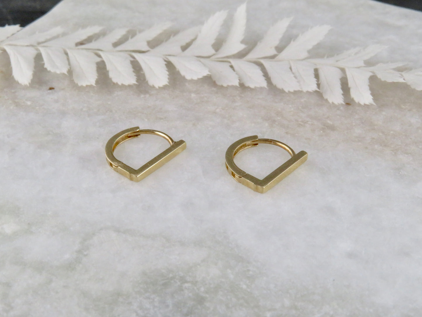 Solid Gold Angled Clicker Hoops
