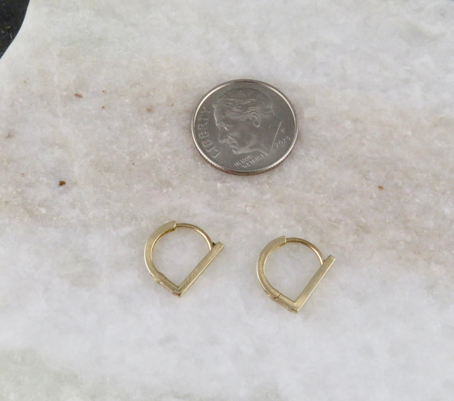 Solid Gold Angled Clicker Hoops