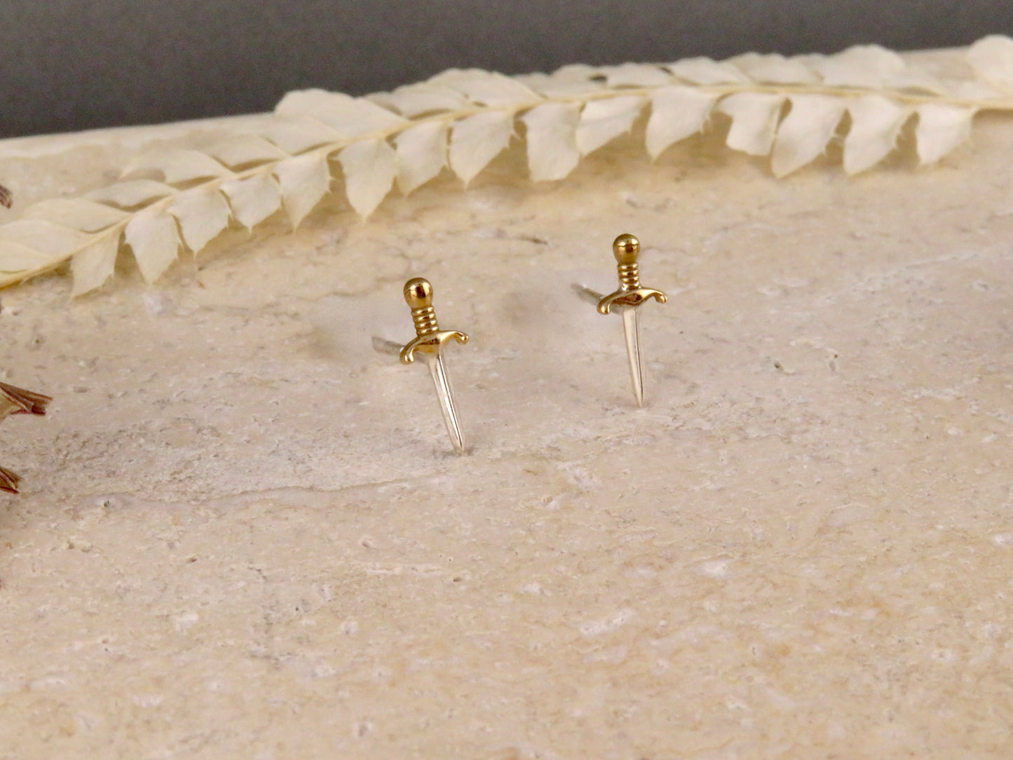 Mixed Metal Dagger Post Earrings