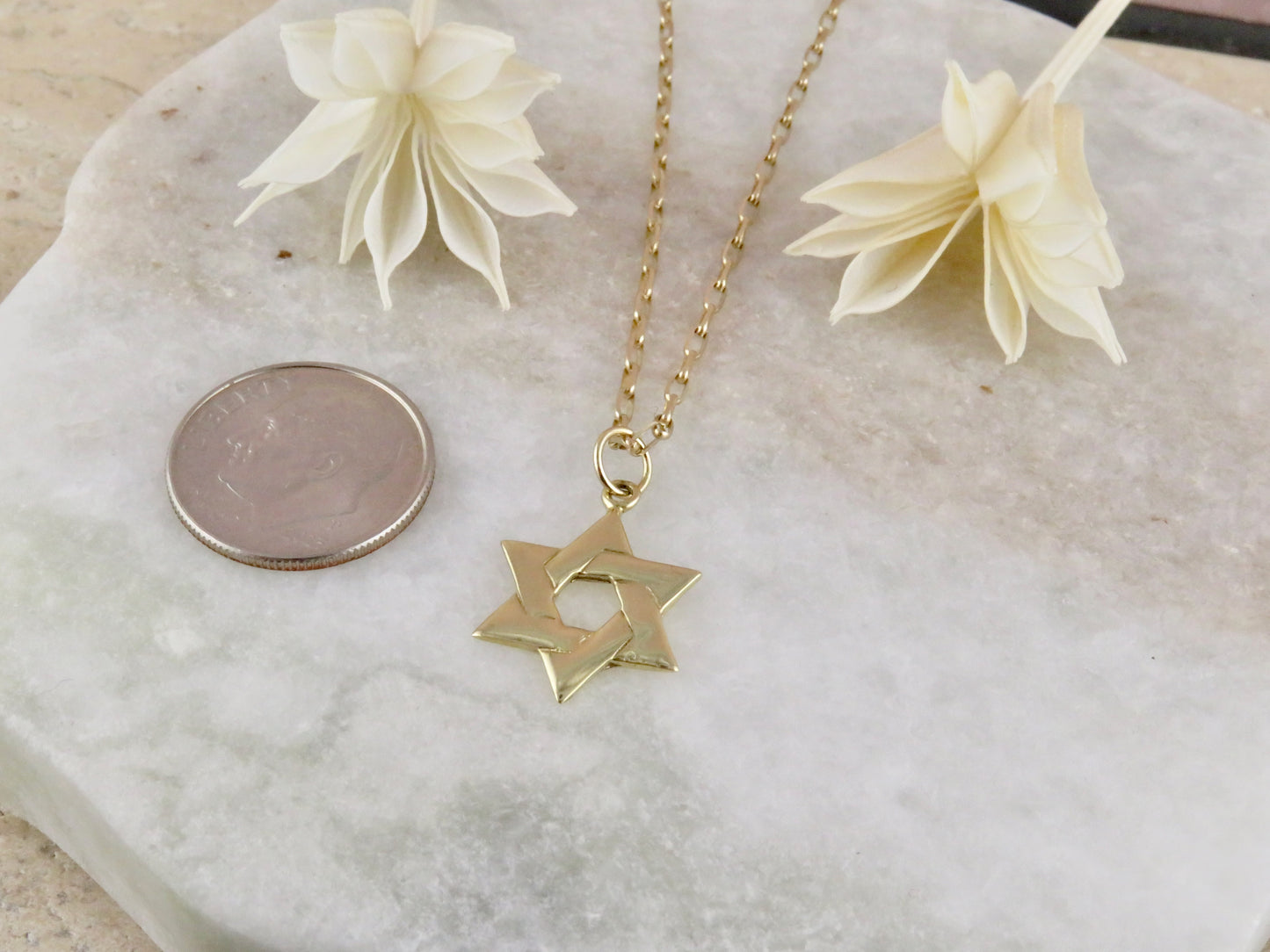 Solid Gold Overlap Star of David Pendant
