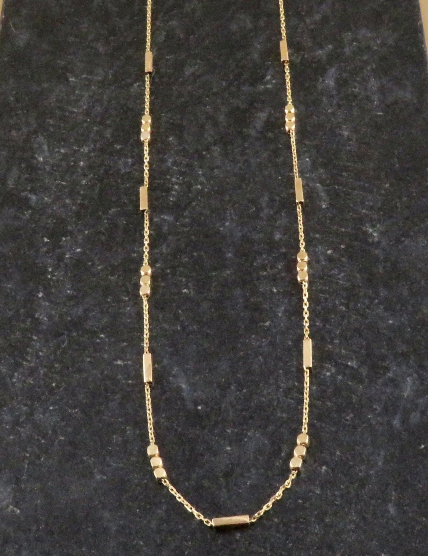 Solid Gold Alternating Beads Chain Necklace