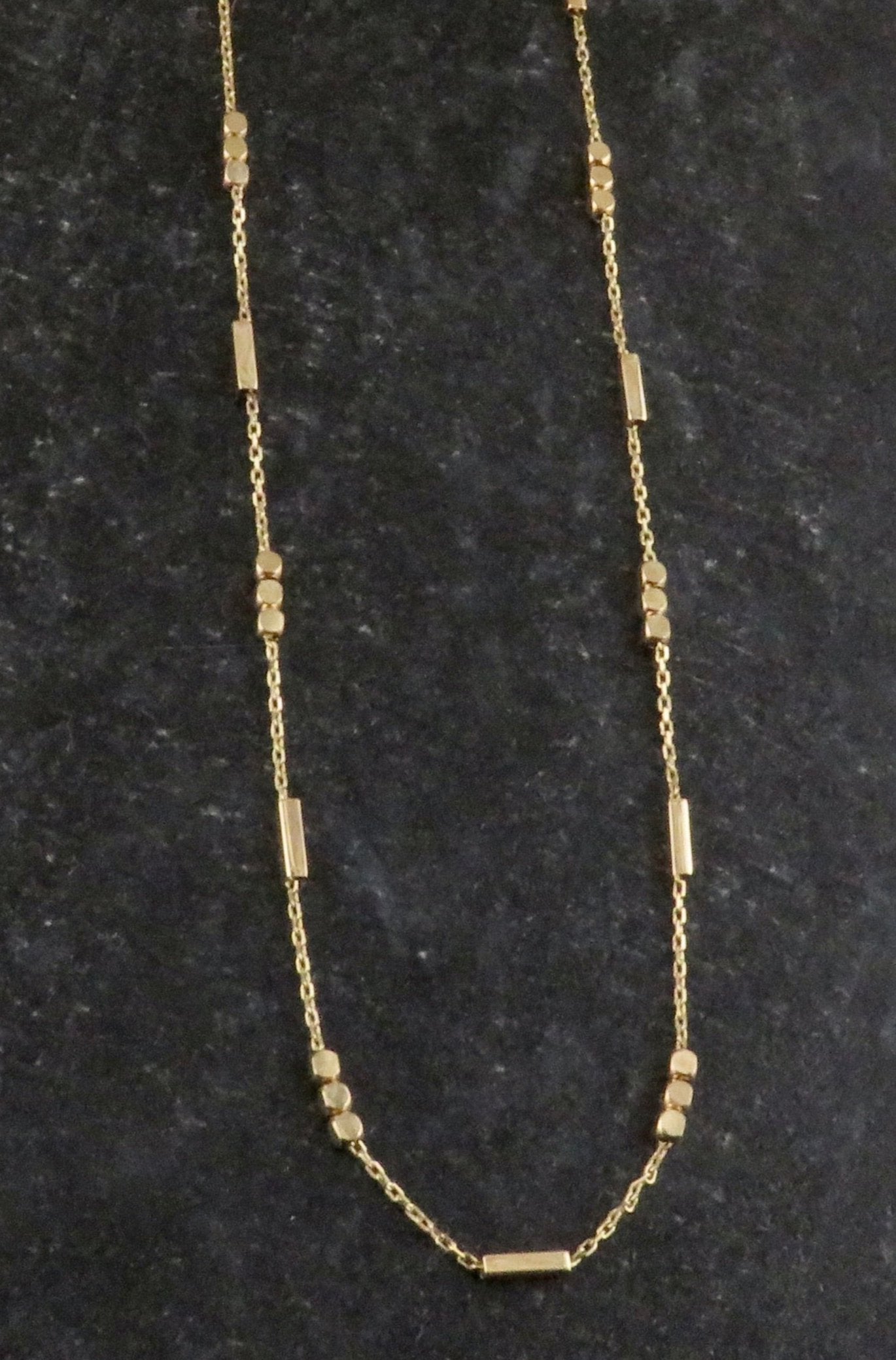 Solid Gold Alternating Beads Chain Necklace