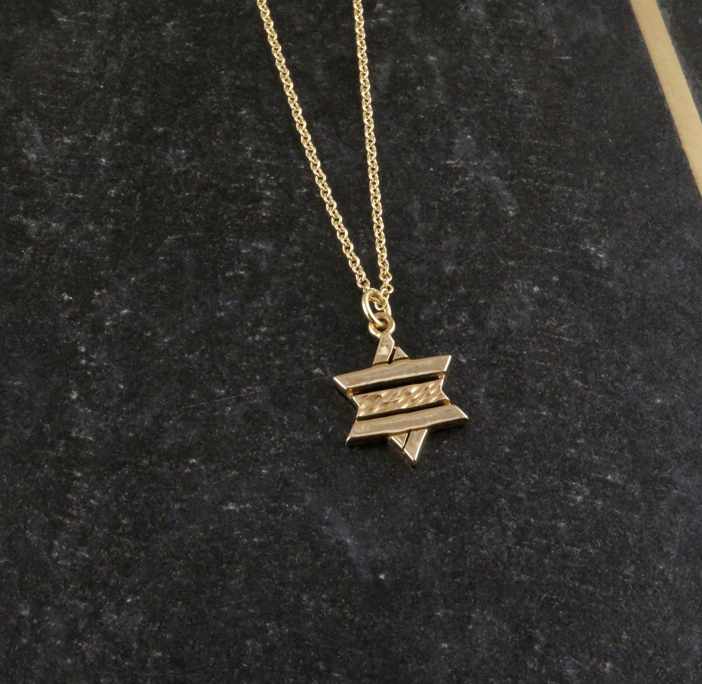 Solid Gold Divided Star of David Necklace