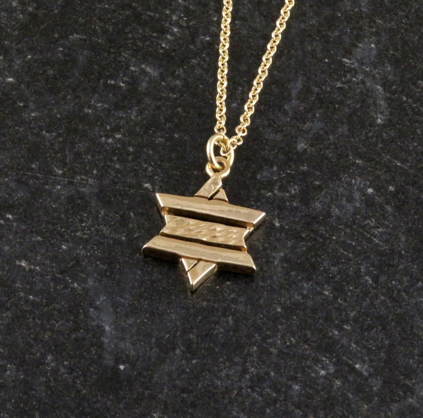 Solid Gold Divided Star of David Necklace