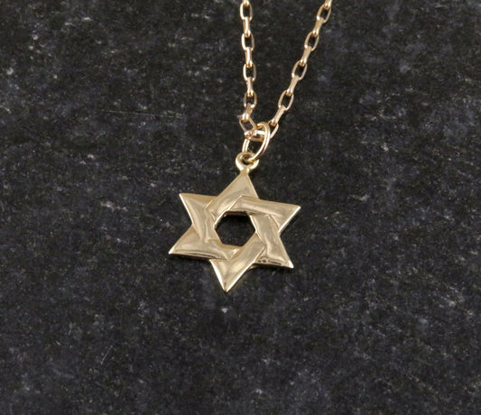 Solid Gold Overlap Star of David Necklace