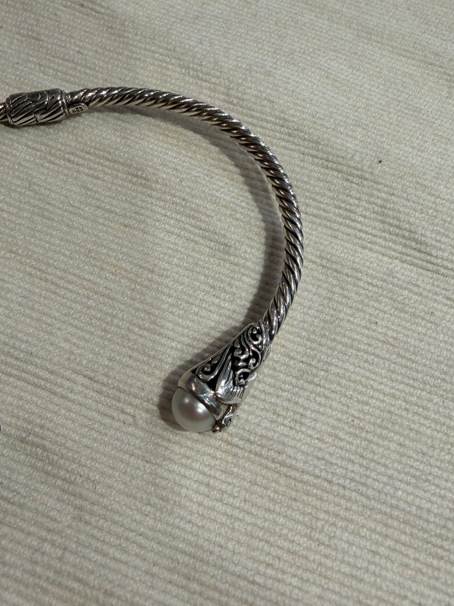 Vintage Sterling Pearl Ends Bracelet