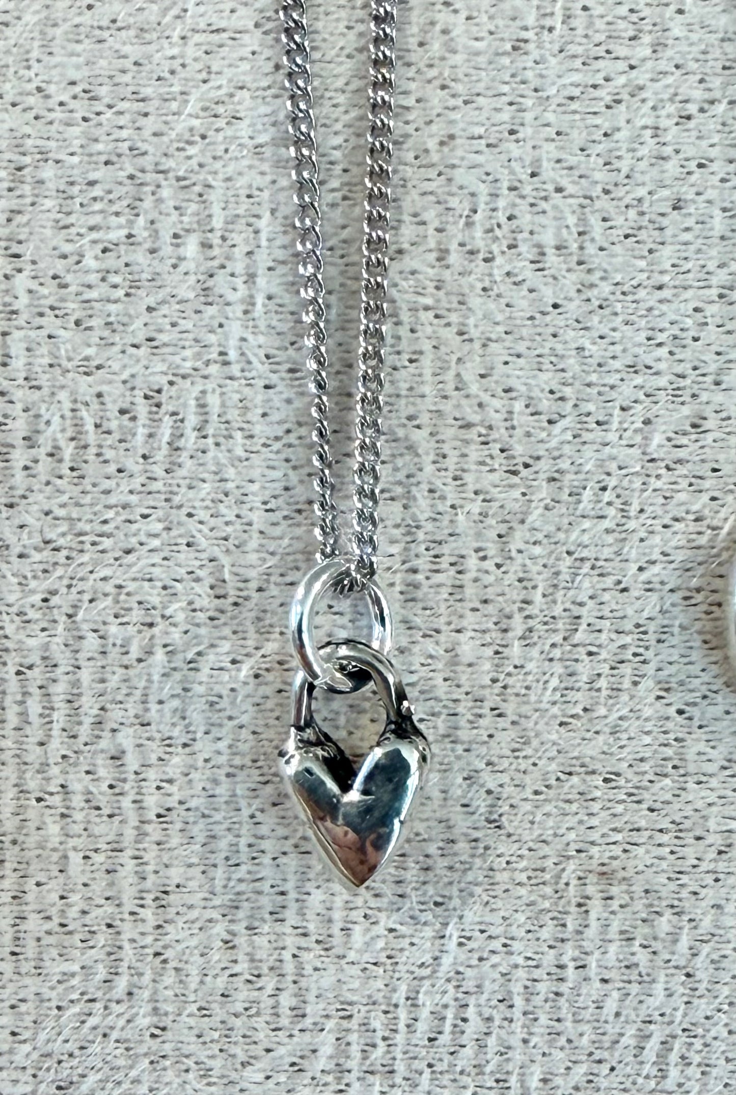 Small Primitive Heart Necklace - Sterling