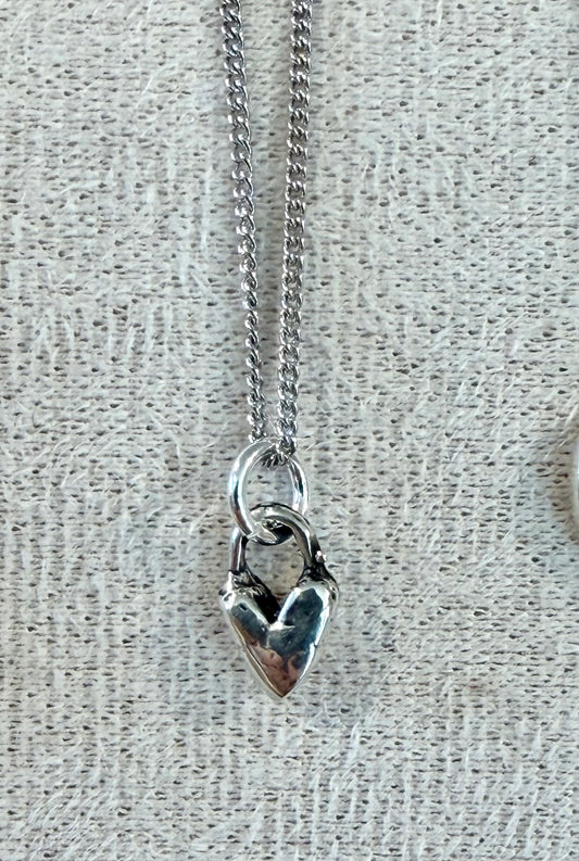 Small Primitive Heart Necklace - Sterling