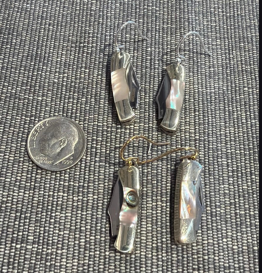 Abalone Mini Knife Earrings - Sterling Wires