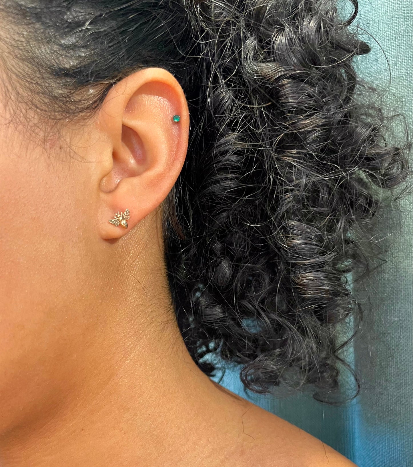 Bee Post Earrings - Bronze
