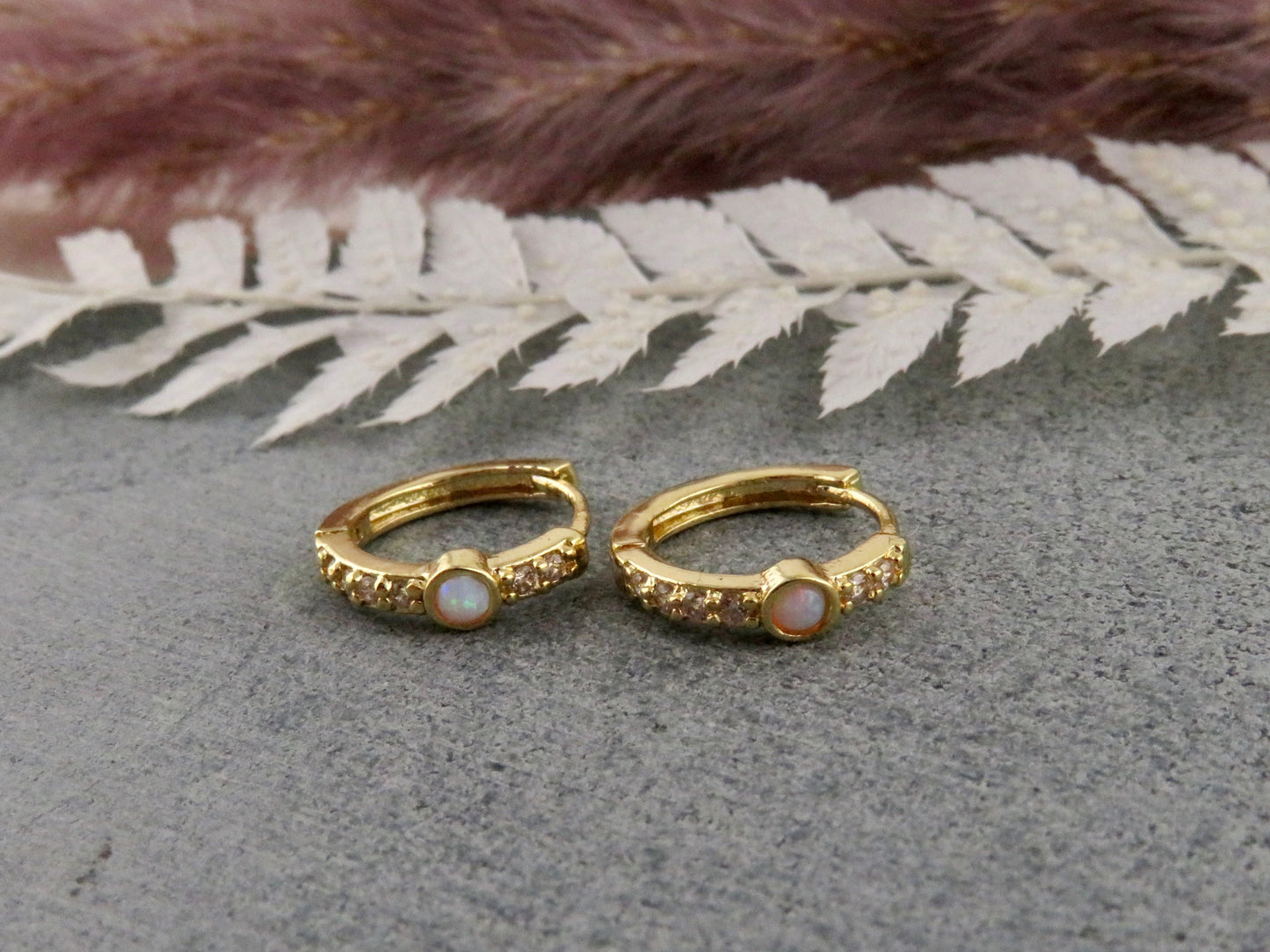 Delicate Opal CZ Clicker Hoops