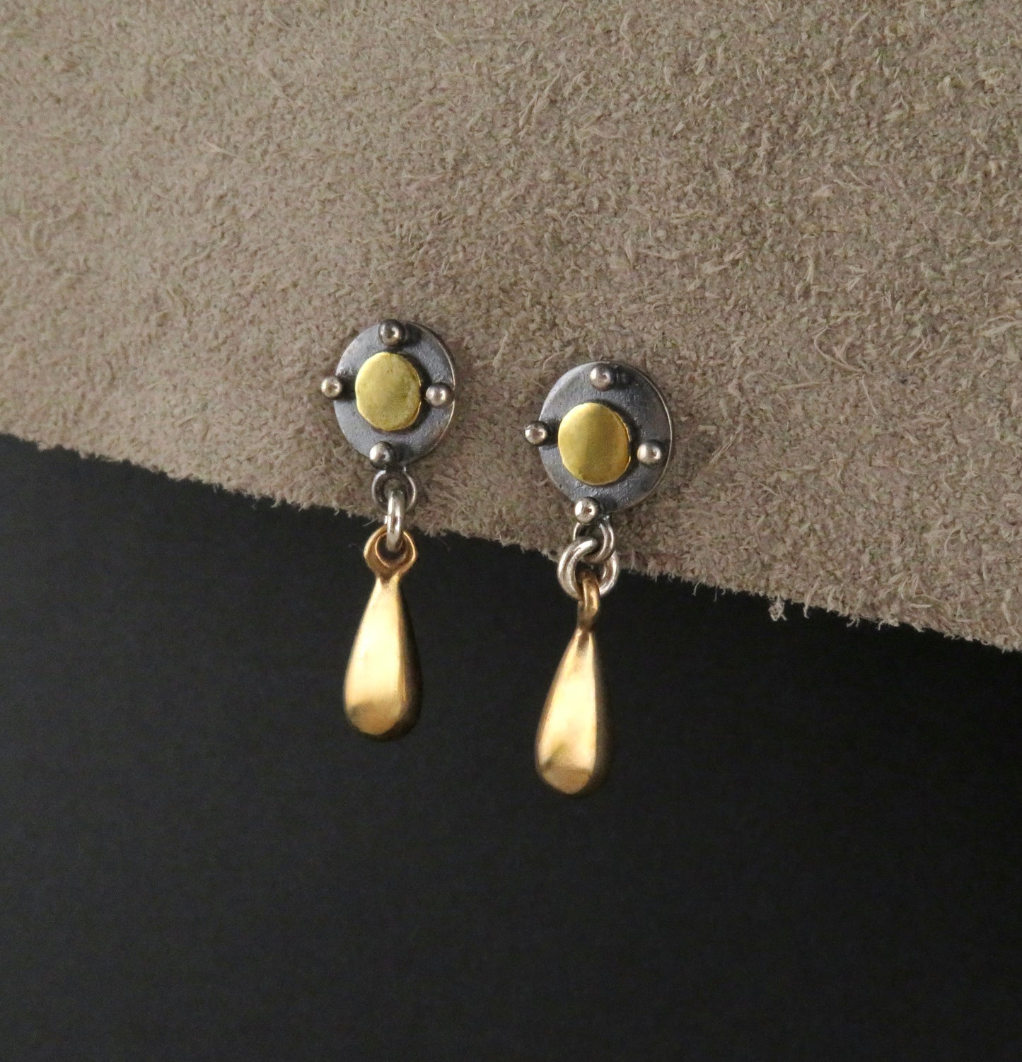 Mixed Metal Geometric Post Earrings